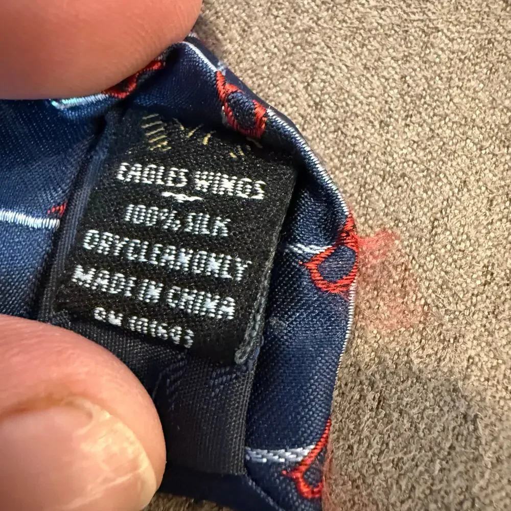 Boston Red Sox Logo MLB Baseball Theme Silk Neck Tie Blue Red Eagles Wings